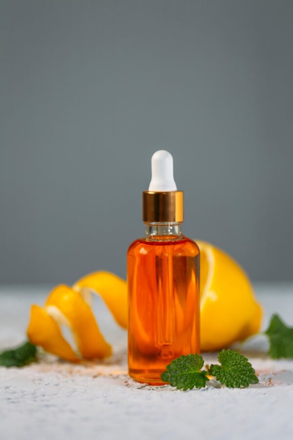 cosmetic bottles with dropper . The concept of natural cosmetics,